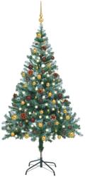 vidaXL Brad Crăciun artificial înghețat LED-uri&globuri&conuri 150 cm (3077527) - vidaxl