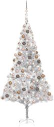 vidaXL Brad de Crăciun artificial LED-uri&globuri argintiu 210 cm PET (3077611)