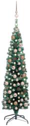 vidaXL Brad de Crăciun artificial subțire LED-uri&globuri verde 150 cm (3077851)