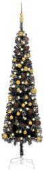 vidaXL Set pom de Crăciun subțire cu LED-uri și globuri negre 210 cm (3078032)