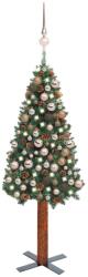 vidaXL Set pom Crăciun subțire, LED-uri&globuri, verde, 180 cm, PVC (3077861)