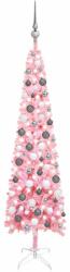 vidaXL Set pom de Crăciun subțire cu LED-uri și globuri, roz, 150 cm (3078107)