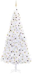 vidaXL Brad de Crăciun artificial cu LED-uri/globuri, alb, 300 cm (3077789)