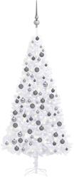 vidaXL Brad de Crăciun artificial cu LED-uri/globuri, alb, 300 cm (3077885)