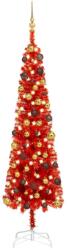 vidaXL Set pom de Crăciun subțire cu LED-uri și globuri, roșu, 180 cm (3078041)