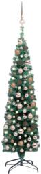 vidaXL Pom Crăciun artificial subțire, LED-uri&globuri, verde, 120 cm (3077850)