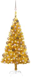 vidaXL Brad de Crăciun artificial cu LED/globuri auriu 120 cm PET (3077603)