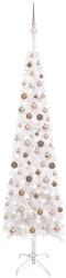 vidaXL Set pom de Crăciun subțire cu LED-uri/globuri, alb, 240 cm (3078064)