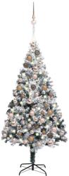 vidaXL Set pom Crăciun artificial LED-uri&globuri, verde, 180 cm, PVC (3077868)