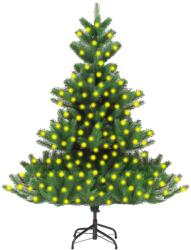 vidaXL Brad artificial de Crăciun Nordmann cu LED-uri, verde, 210 cm (3077475)