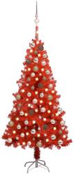 vidaXL Set brad de Crăciun artificial LED-uri/globuri roșu 150 cm PVC (3077599)