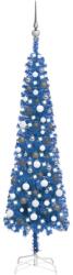 vidaXL Brad Crăciun artificial subțire LED-uri/globuri albastru 180 cm (3078118)