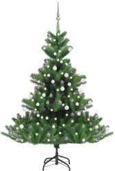 vidaXL Pom Crăciun artificial brad Nordmann LED&globuri verde, 180 cm (3077732)