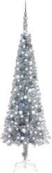 vidaXL Brad de Crăciun subțire cu LED-uri și globuri, argintiu, 240 cm (3078135)