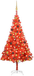 vidaXL Set brad de Crăciun artificial LED-uri/globuri roșu 150 cm PVC (3077513)