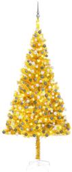 vidaXL Brad de Crăciun artificial cu LED&globuri, auriu, 240 cm, PET (3077693)