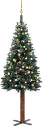 vidaXL Set pom Crăciun subțire, LED-uri&globuri, verde, 210 cm (3077817)