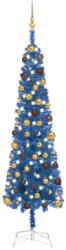 vidaXL Set pom de Crăciun subțire cu LED-uri/globuri albastru 180 cm (3078036)