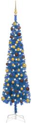 vidaXL Set pom de Crăciun subțire cu LED-uri/globuri albastru 210 cm (3078037)