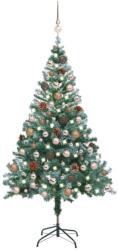 vidaXL Brad Crăciun artificial înghețat LED-uri&globuri&conuri 150 cm (3077613) - vidaxl