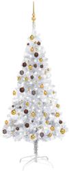 vidaXL Brad de Crăciun artificial cu LED/globuri argintiu 180 cm PET (3077524)