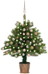vidaXL Set pom de Crăciun artificial cu LED-uri&globuri, verde, 90 cm (3077638) - vidaxl