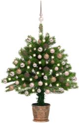 vidaXL Set pom de Crăciun artificial cu LED-uri&globuri, verde, 90 cm (3077638)