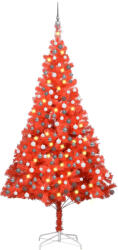 vidaXL Set pom Crăciun artificial LED-uri&globuri roșu 240 cm PVC (3077688)