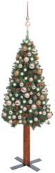 vidaXL Brad de Crăciun subțire, LED-uri&globuri, verde, 150 cm, PVC (3077860)