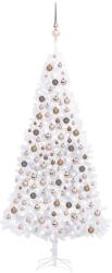 vidaXL Brad de Crăciun artificial cu LED-uri/globuri, alb, 300 cm (3077837)