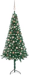 vidaXL Set pom Crăciun artificial colț LED-uri&globuri verde 150cm PVC (3077953)