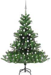 vidaXL Pom Crăciun artificial brad Nordmann LED&globuri verde, 150 cm (3077731)