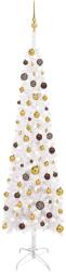 vidaXL Set pom de Crăciun subțire cu LED-uri/globuri, alb, 240 cm (3078023)