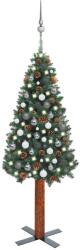 vidaXL Brad de Crăciun subțire, LED-uri&set globuri, verde, 150 cm PVC (3077908)