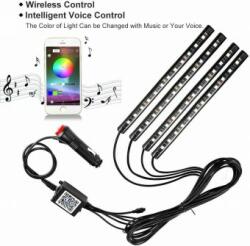  Kit 4 Lumini RGB cu AplicatieTelefon Bluetooth 12V 22 cm (LAL-12)