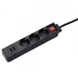 Hama 3 Plug + 2 USB 1,4 m Switch (137353)