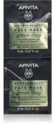 Apivita Express Beauty Green Clay masca de curatare si netezire cu argila verde 2 x 8 ml Masca de fata