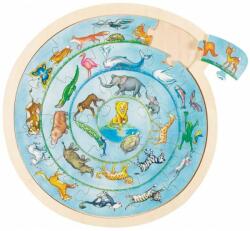 Goki Puzzle rotund Cercul animalelor Goki, 30.7 cm, 27 piese, lemn, 3 ani+ (GOKI57790)