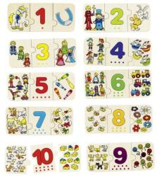 Goki Puzzle lemn cu autocorectie invata Numerele Goki, 10 puzzle (GOKI57594) Puzzle
