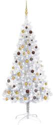 vidaXL Brad de Crăciun artificial LED-uri&globuri argintiu 210 cm PET (3077525)