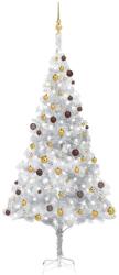 vidaXL Brad de Crăciun artificial LED-uri&globuri argintiu 240 cm PET (3077526)