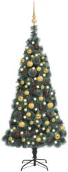 vidaXL Brad de Crăciun artificial LED-uri&globuri verde 120 cm PVC&PE (3077826)
