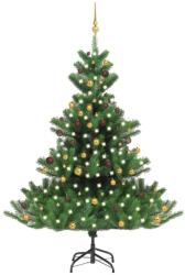 vidaXL Pom Crăciun artificial brad Nordmann LED&globuri verde 210 cm (3077561) - vidaxl