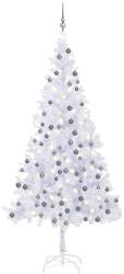 vidaXL Brad Crăciun artificial cu LED-uri & globuri alb 240 cm L (3077668) - vidaxl