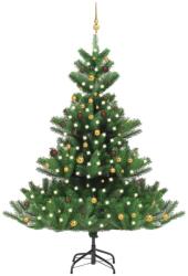 vidaXL Pom Crăciun artificial brad Nordmann LED&globuri verde 240 cm (3077562) - vidaxl