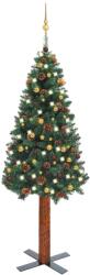 vidaXL Set pom Crăciun subțire, LED-uri&globuri, verde, 210 cm (3077814)