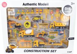 Playfun Épitőipari játékszett fém járművekkel és kiegészítőkkel 30db (1167)