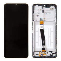 Samsung A226 Galaxy A22 5G Előlap keret+LCD Kijelző+Érintőüveg, Fekete, Black (GH81-20694A) Gyári, Service Pack