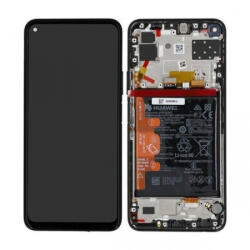 Huawei P40 Lite 5G (CDY-NX9A) LCD Kijelző+Érintőüveg+Előlap Keret+Akkumulátor, Midnight Black, Fekete (02353SUN) Service Pack