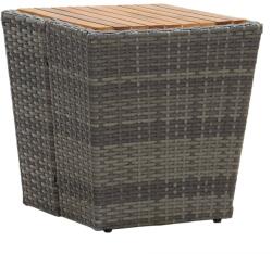 vidaXL Masă de ceai gri 41, 5x41, 5x43 cm poliratan lemn masiv acacia (46198)